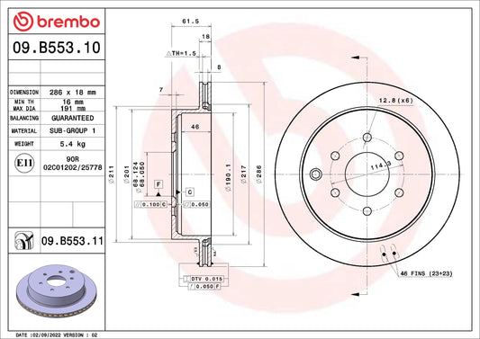 BREMBO 09B55310C02 Brembo Disc Brake Rotor 09.B553.10